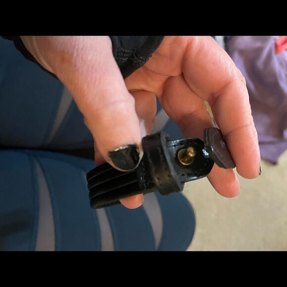 Black and Beige Grommet Authentic Leather Adjustable Bracelets - Picture 5 of 6